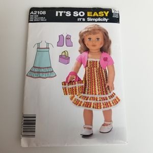 Simplicity A2108 18" Doll Dress Pattern New